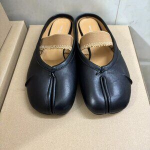Maison Margiela Tabi Ballet Flats Black Size 39 US 9 w/ Elastic Band Japan